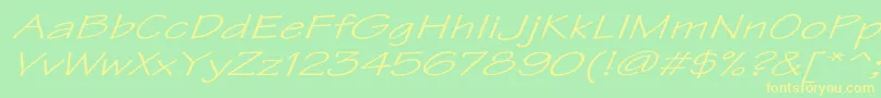 TektonExItalic-fontti – keltaiset fontit vihreällä taustalla