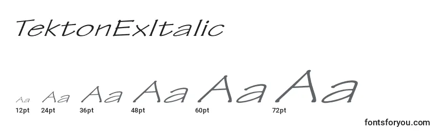 TektonExItalic Font Sizes