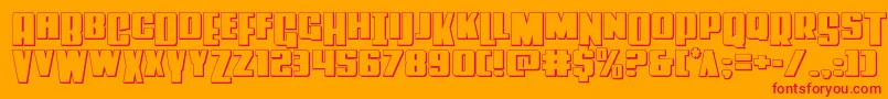 フォントPowerlord3D – オレンジの背景に赤い文字