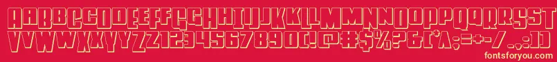 フォントPowerlord3D – 黄色の文字、赤い背景