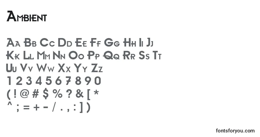 Schriftart Ambient – Alphabet, Zahlen, spezielle Symbole