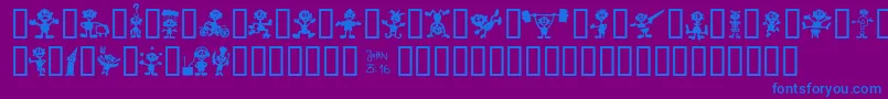 Czcionka LittleBigMan – niebieskie czcionki na fioletowym tle