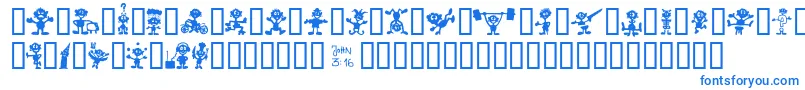 Fonte LittleBigMan – fontes azuis em um fundo branco