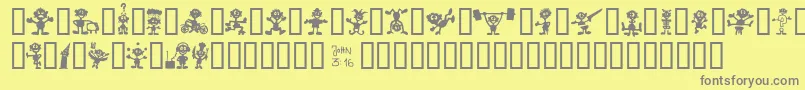 Fonte LittleBigMan – fontes cinzas em um fundo amarelo