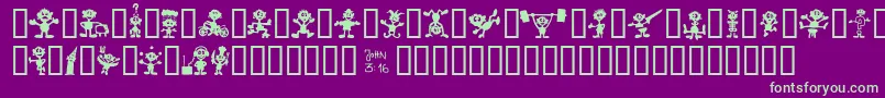 フォントLittleBigMan – 紫の背景に緑のフォント