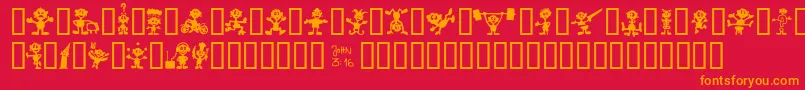 LittleBigMan-fontti – oranssit fontit punaisella taustalla