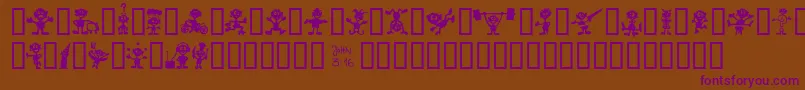 フォントLittleBigMan – 紫色のフォント、茶色の背景