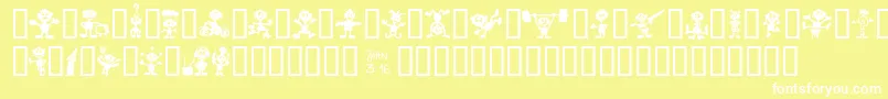Fonte LittleBigMan – fontes brancas em um fundo amarelo