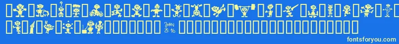 fuente LittleBigMan – Fuentes Amarillas Sobre Fondo Azul