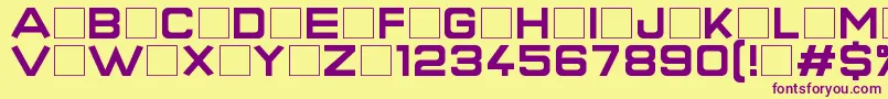 SuperQuickFormula-fontti – violetit fontit keltaisella taustalla