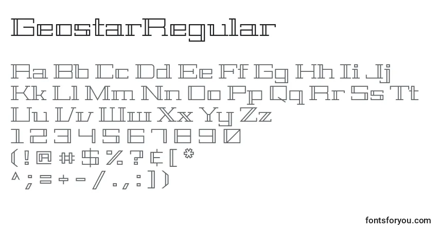 Czcionka GeostarRegular – alfabet, cyfry, specjalne znaki