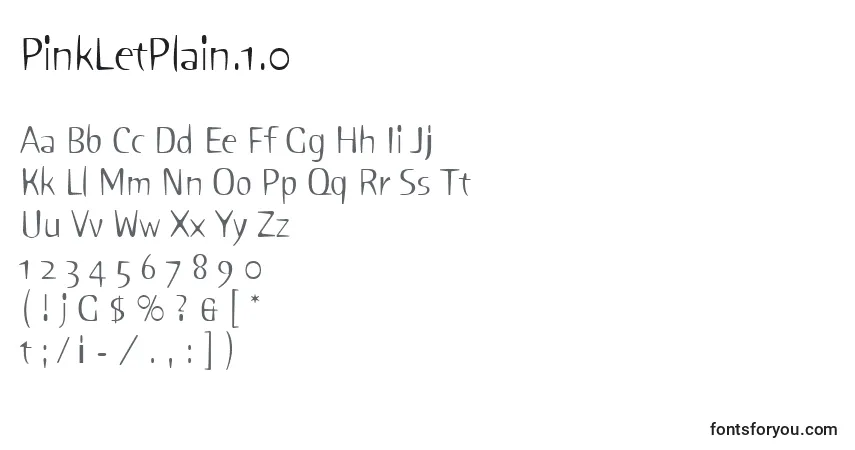 A fonte PinkLetPlain.1.0 – alfabeto, números, caracteres especiais