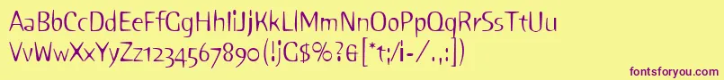 PinkLetPlain.1.0 Font – Purple Fonts on Yellow Background