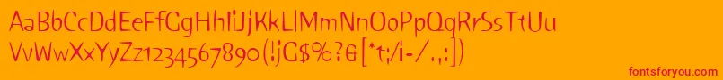 フォントPinkLetPlain.1.0 – オレンジの背景に赤い文字