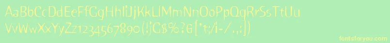 PinkLetPlain.1.0-Schriftart – Gelbe Schriften auf grünem Hintergrund