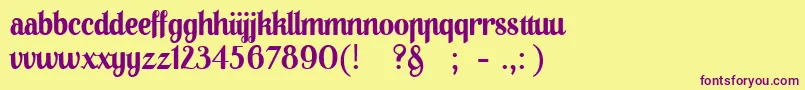 01Apompadoursample Font – Purple Fonts on Yellow Background