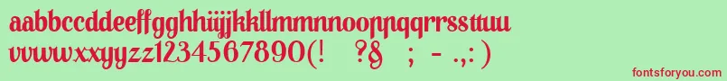 Шрифт 01Apompadoursample – красные шрифты на зелёном фоне