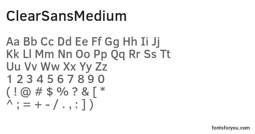 Czcionka ClearSansMedium – alfabet, cyfry, specjalne znaki
