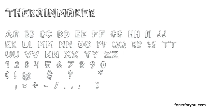 Czcionka TheRainmaker – alfabet, cyfry, specjalne znaki
