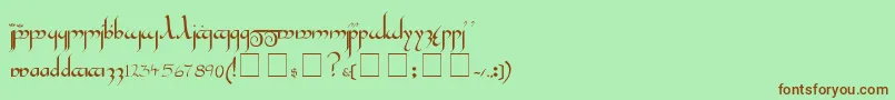 フォントTengwarGandalfMedium – 緑の背景に茶色のフォント