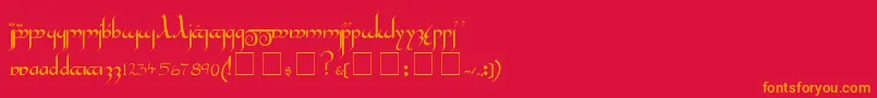 TengwarGandalfMedium-Schriftart – Orangefarbene Schriften auf rotem Hintergrund