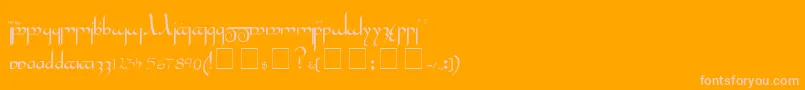 TengwarGandalfMedium-fontti – vaaleanpunaiset fontit oranssilla taustalla