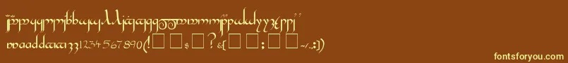 TengwarGandalfMedium-fontti – keltaiset fontit ruskealla taustalla