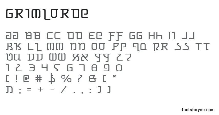 A fonte Grimlorde – alfabeto, números, caracteres especiais