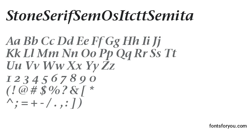 A fonte StoneSerifSemOsItcttSemita – alfabeto, números, caracteres especiais