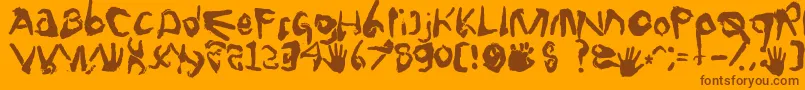 Fingertype Font – Brown Fonts on Orange Background