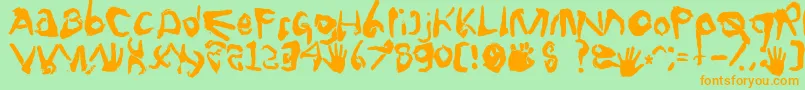 Fingertype Font – Orange Fonts on Green Background