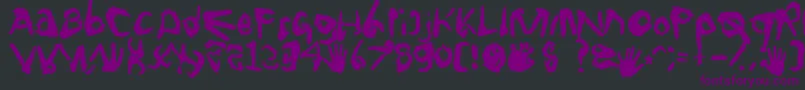 Fingertype-Schriftart – Violette Schriften auf schwarzem Hintergrund