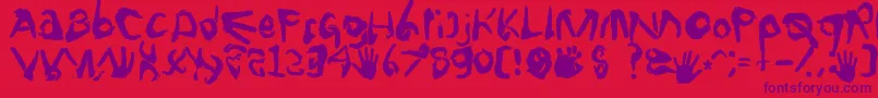 Fingertype Font – Purple Fonts on Red Background