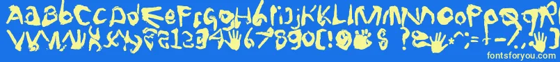 Fingertype Font – Yellow Fonts on Blue Background