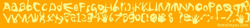 Fingertype-Schriftart – Gelbe Schriften auf orangefarbenem Hintergrund