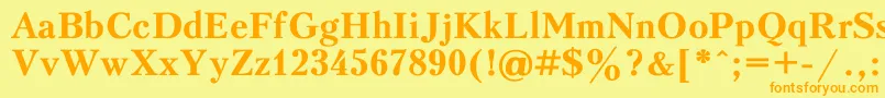 フォントKudriashovBold – オレンジの文字が黄色の背景にあります。