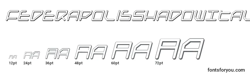 Размеры шрифта FederapolisShadowItalic