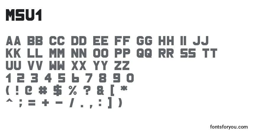 A fonte Msu1 – alfabeto, números, caracteres especiais