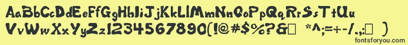 Misbehavin ffy Font – Black Fonts on Yellow Background