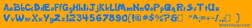 Misbehavin ffy Font – Blue Fonts on Orange Background