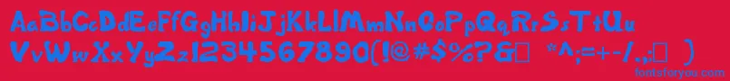 Misbehavin ffy Font – Blue Fonts on Red Background