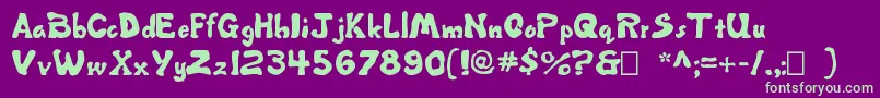 Misbehavin ffy Font – Green Fonts on Purple Background