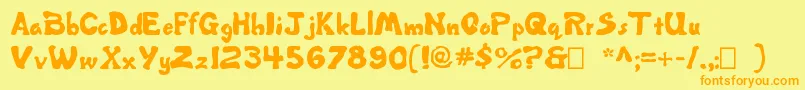 Misbehavin ffy-Schriftart – Orangefarbene Schriften auf gelbem Hintergrund