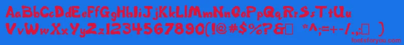 Misbehavin ffy Font – Red Fonts on Blue Background