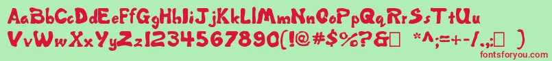 Misbehavin ffy Font – Red Fonts on Green Background