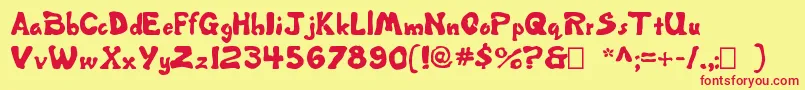 Misbehavin ffy Font – Red Fonts on Yellow Background