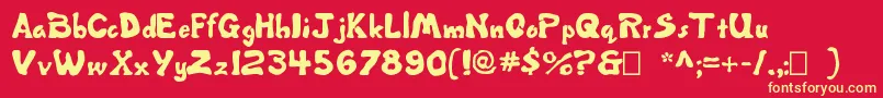 Misbehavin ffy Font – Yellow Fonts on Red Background