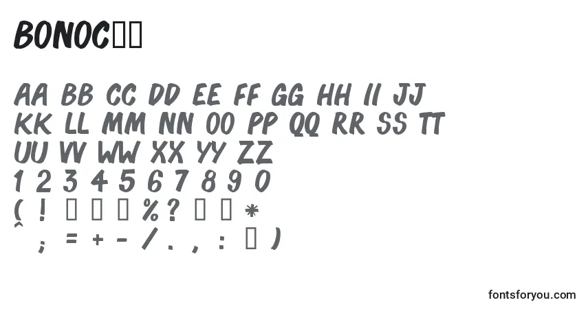 A fonte BonocСѓ – alfabeto, números, caracteres especiais