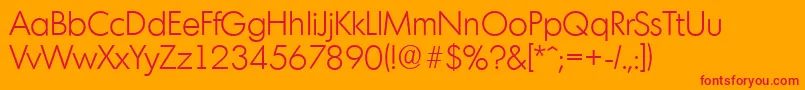 MontrealserialLightRegular-Schriftart – Rote Schriften auf orangefarbenem Hintergrund