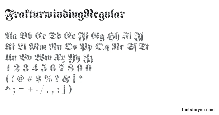 A fonte FrakturwindingRegular – alfabeto, números, caracteres especiais